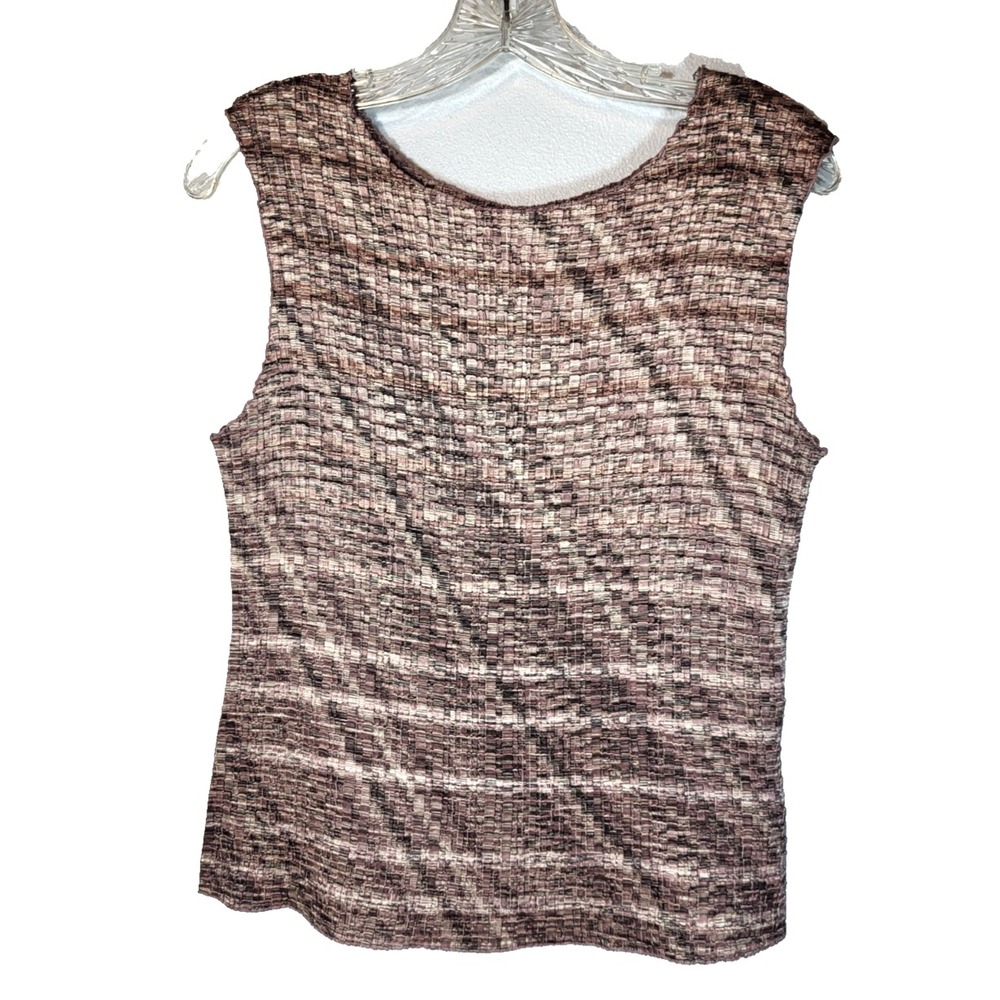 Petite Sophisticate Lavender/Black Geometric Popcorn Stretch Tank Top Medium Y2K